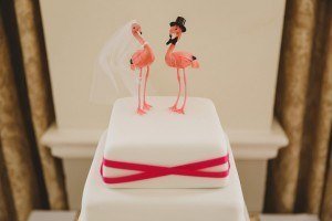flamingo wedding cake