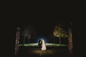 night portrait of bride and groom at kingston estate