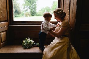 bride and child at hestercombe gardens in somerset
