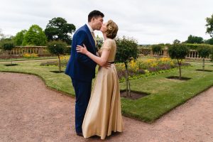bride and groom first look at hestercombe gardens