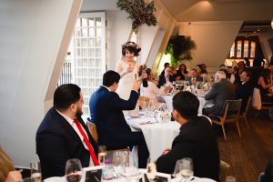 A bride in a white dress